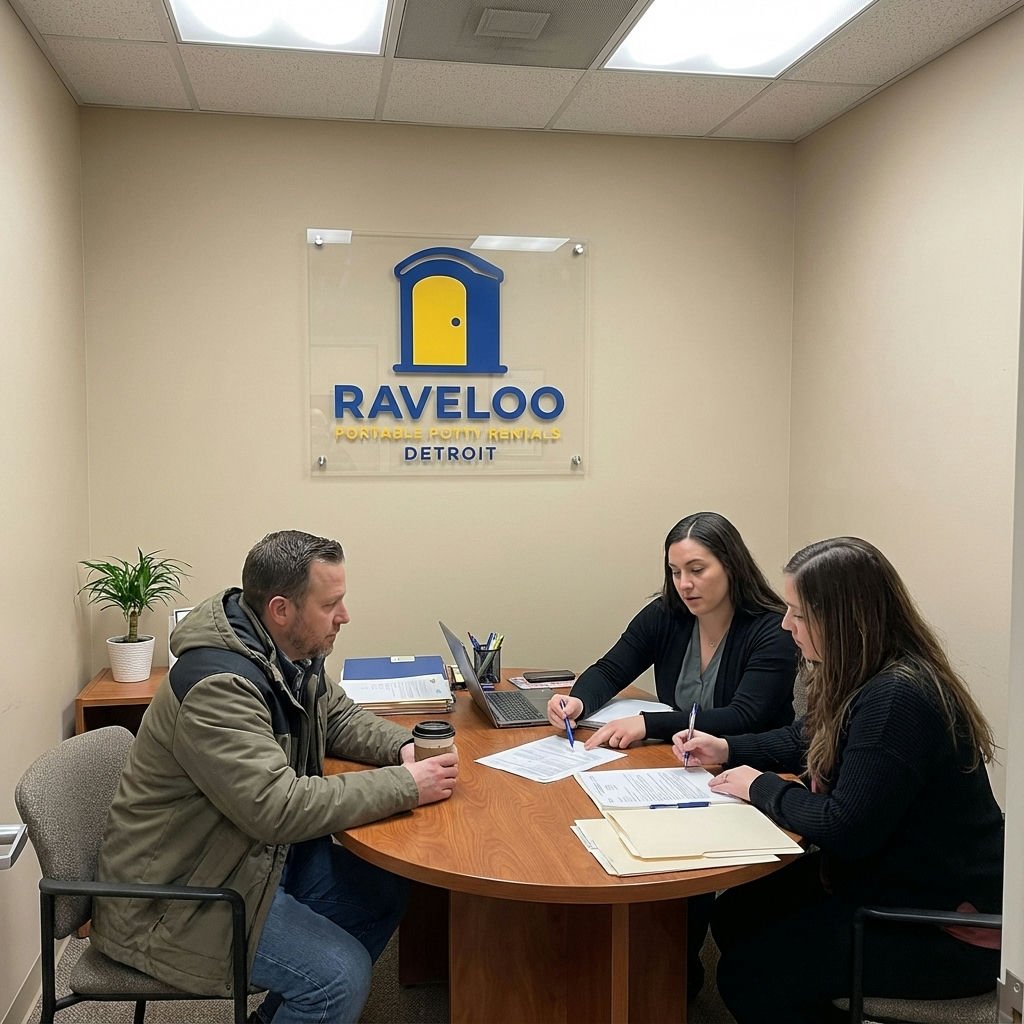 Raveloo Portable Potty Rentals Detroit team meeting